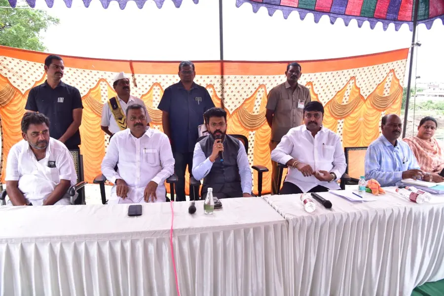 Land consolidation meeting in Pedaparim, Thullur Mandal