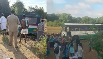 RTC bus veers into a field