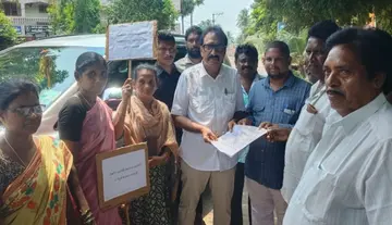 VRAs submit a representation regarding their issues to MLA Bandaru.