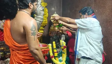 Abhishekam performed for Goddess Nookambika with river water.