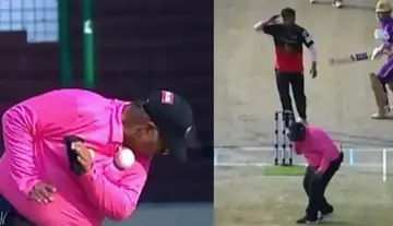 Umpire in ICU after being hit hard by the ball!