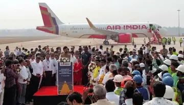 First flight lands at Bhogapuram Airport.