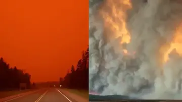 కెనడా-యుఎస్ సరిహద్దు వెంబడి అడవుల్లో మంటలు చెలరేగడంతో న్యూయార్క్,  మిచిగాన్ తో సహా అనేక అమెరికన్‌ రాష్ట్రాలు, టొరంటో నగరం భారీ పొగతో కప్పబడి ఉంది.