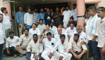 Former Minister Usha Sree Charan stages a protest, alleging that nomination papers were snatched away.