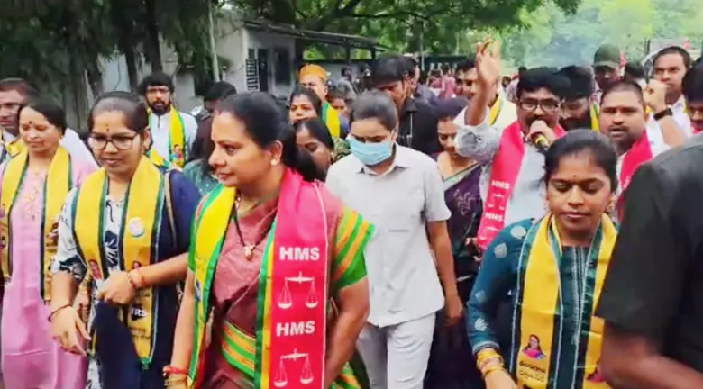 Tension at the ‘Coal Mine’ program initiated by Kavitha.
