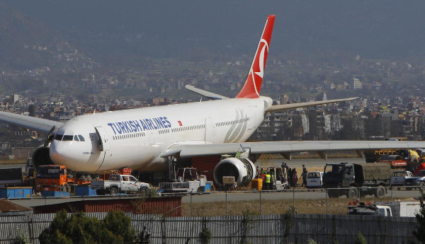 Turkish Airlines jet catches fire