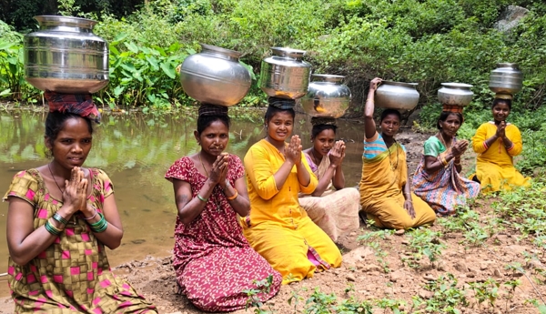 'Give us water to drink': Adivasi women's protest