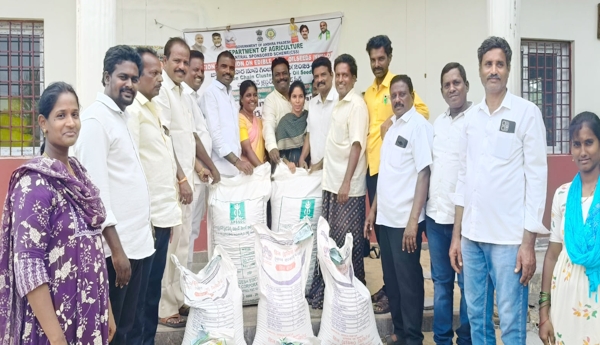 వేరుశనగ విత్తనాల పంపిణీ ప్రారంభించిన టిడిపి నాయకులు