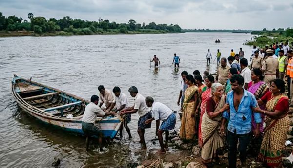 Country boat capsizes in Krishna River – Four dead