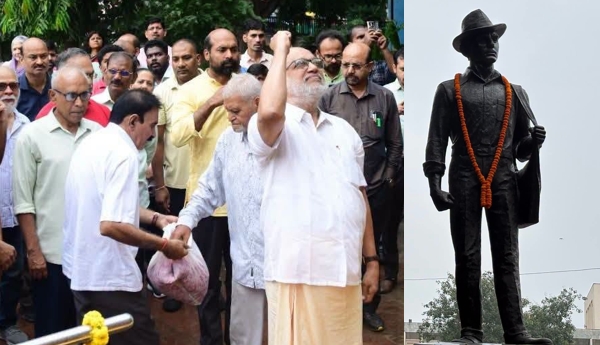 CPI(M) leaders pay tribute to revolutionary hero Bhagat Singh.