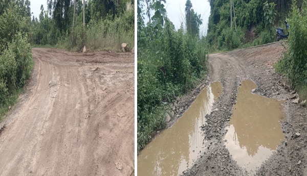 BT road turns into a dust bowl due to the movement of quarry lorries.