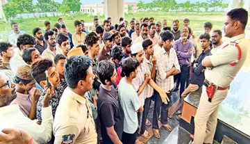 College students stage a road blockade.
