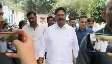 Former Minister Karumuri Nageswara Rao at Nampally Court.
