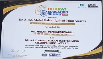 Prestigious Award for K-Ridge International Chairman and Principal