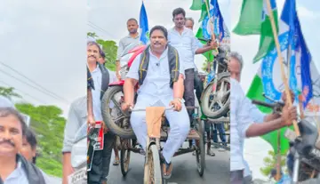 పెట్రోల్, డీజిల్ ధరల పెరుగుదలపై వైసిపి వినూత్న నిరసన